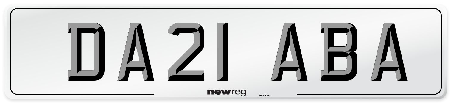 DA21 ABA Number Plate from New Reg